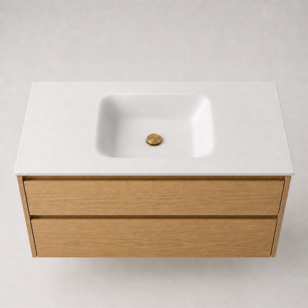 Corian plan vasque 122 cm incl. vasque Lux, Glacier White