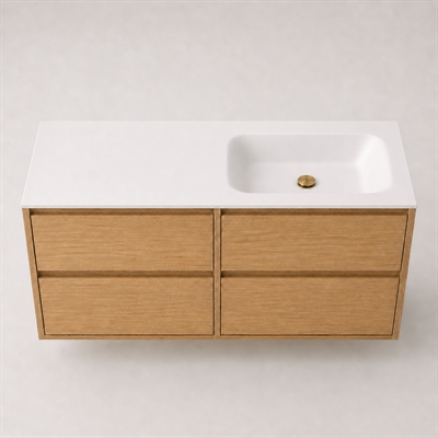 Corian plan vasque 122 cm incl. vasque Lux, droite, Glacier White