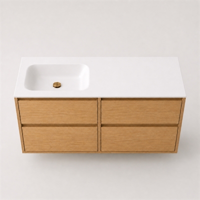 Corian plan vasque 122 cm incl. vasque Lux, gauche, Glacier White