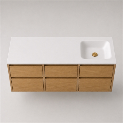 Corian plan vasque 152 cm incl. vasque Type 7, droite, Glacier White