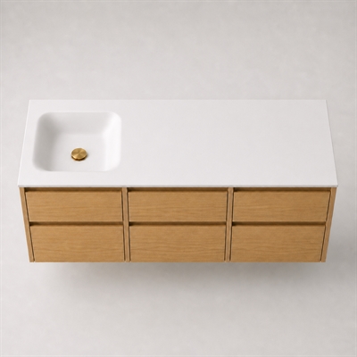 Corian plan vasque 152 cm incl. vasque Type 7, gauche, Glacier White