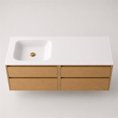 Corian plan vasque 162 cm incl. vasque Lux, gauche, Glacier White