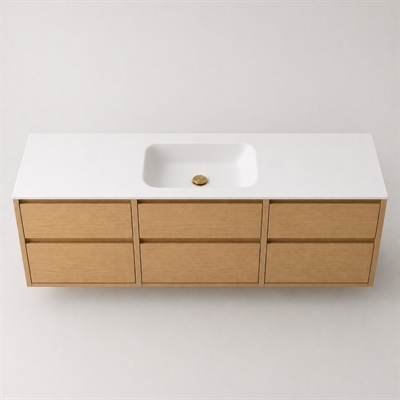 Corian plan vasque 182 cm incl. vasque Lux, Glacier White