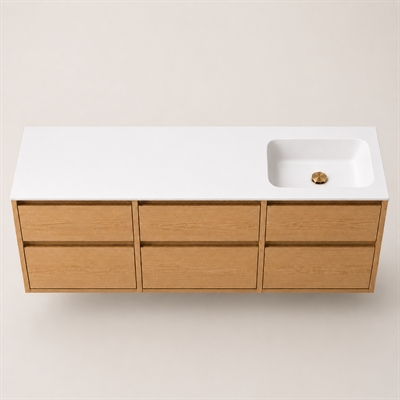 Corian plan vasque 182 cm incl. vasque Lux, droite, Glacier White