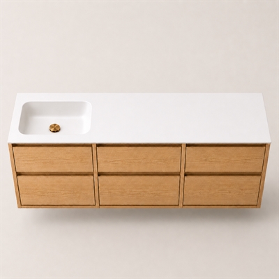 Corian plan vasque 182 cm incl. vasque Lux, gauche, Glacier White